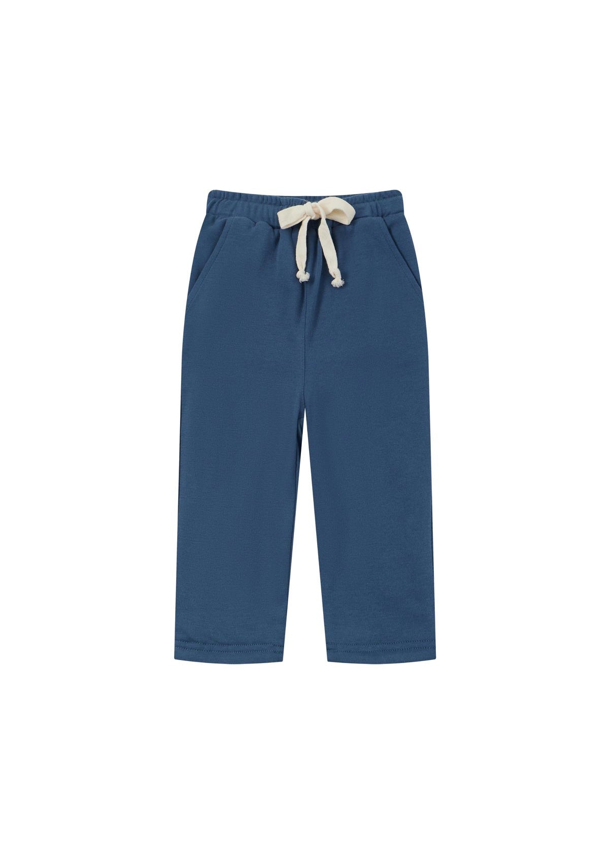 front of Toddler Organic Cotton Quilted Pant-Teal Blue