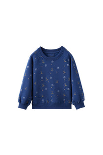 Blue sweatshirt with pattern on a white background