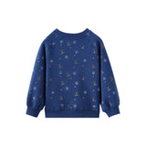 Blue sweater with small patterns on a white background
