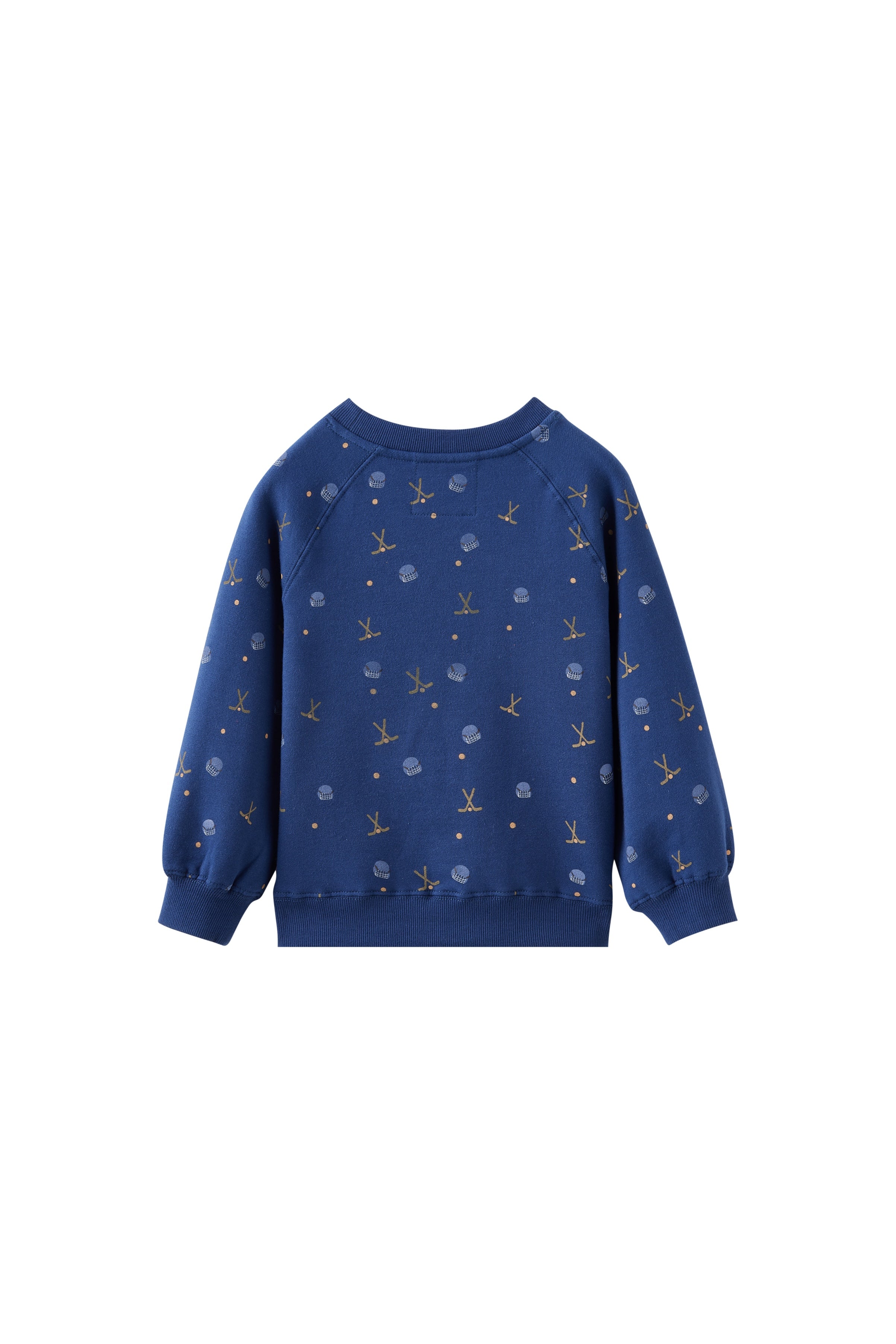 Blue sweater with small patterns on a white background
