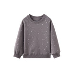 Gray sweatshirt with small white dots on a white background