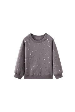 Gray sweatshirt with small white dots on a white background