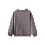 Gray sweatshirt with star patterns on a white background