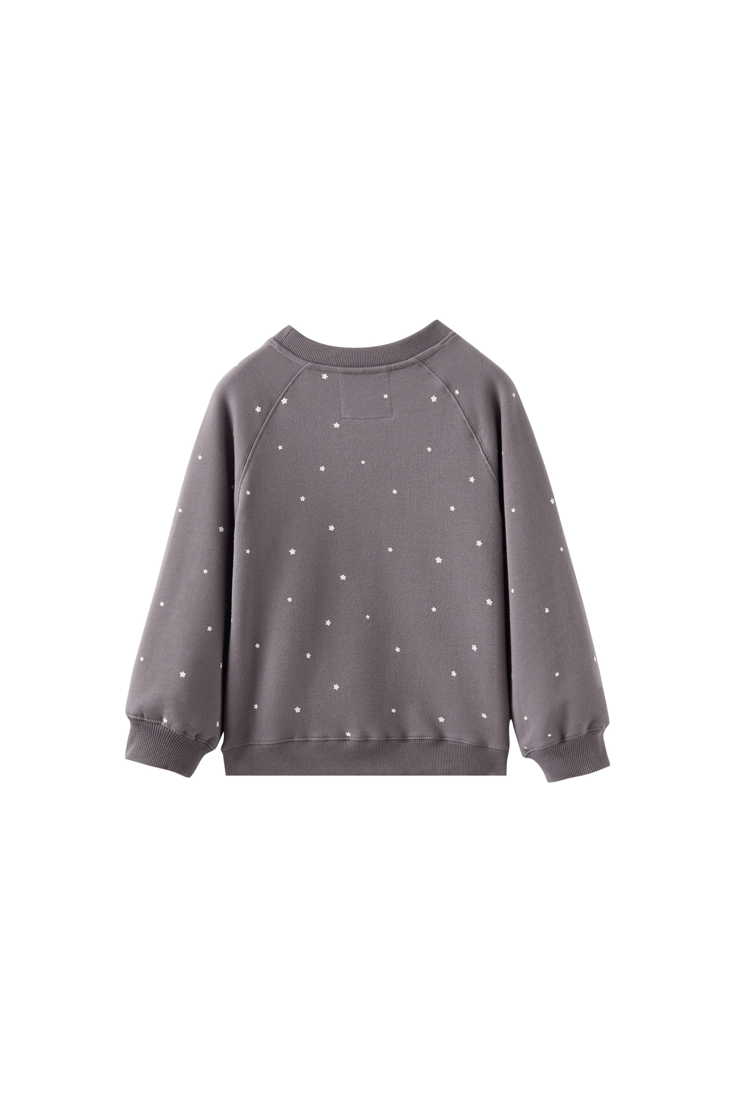Gray sweatshirt with star patterns on a white background
