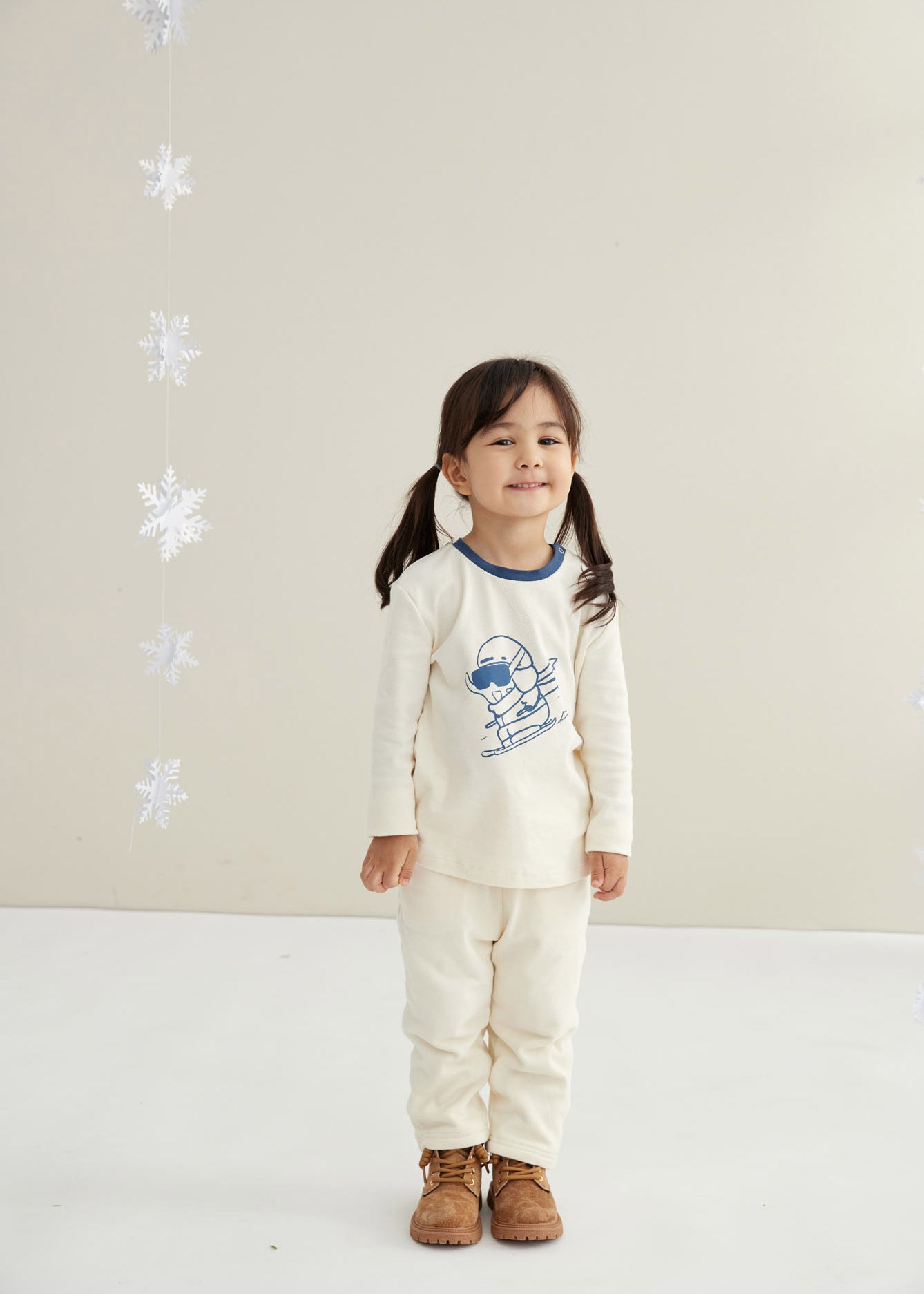 Toddler Organic Long Sleeve Tee Shirt-Ski with pairing pants