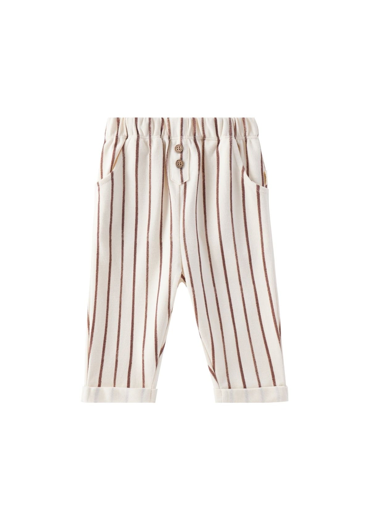 front of Toddler Relaxed Tapered Pant-Brown Stripes