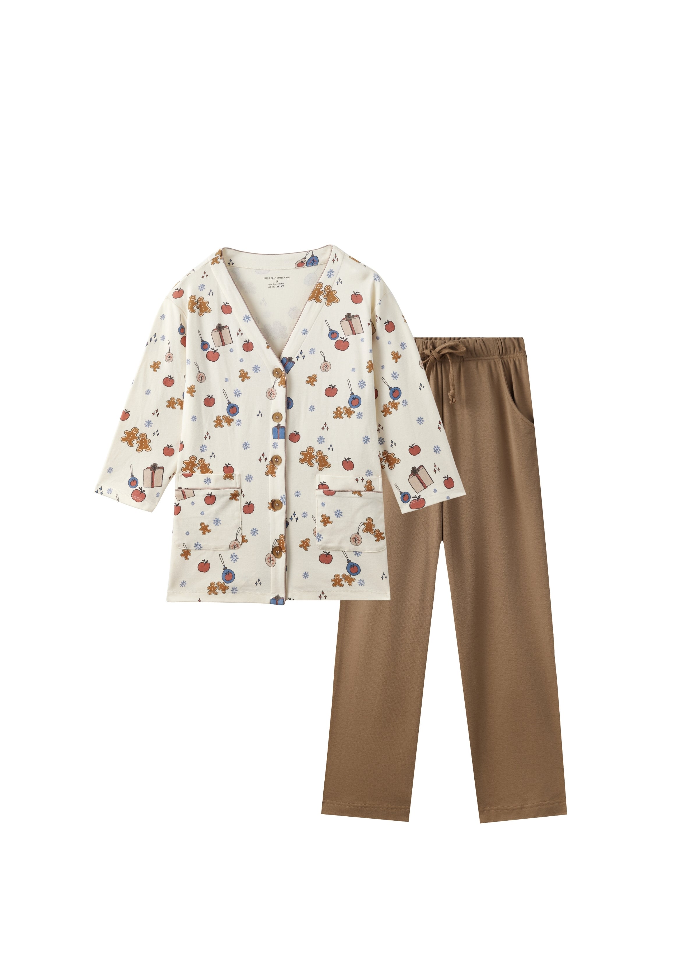 Women Organic 3/4 sleeve PJ Set-Holiday Joy