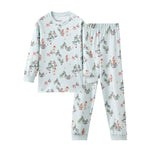 Children's pajama set with jolly pattern on a white background