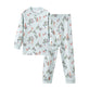 Children's pajama set with jolly pattern on a white background