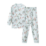 Children's pajama set with jolly pattern on a white background