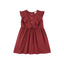Girls Organic Ruffle Hem Dress-Wine Red