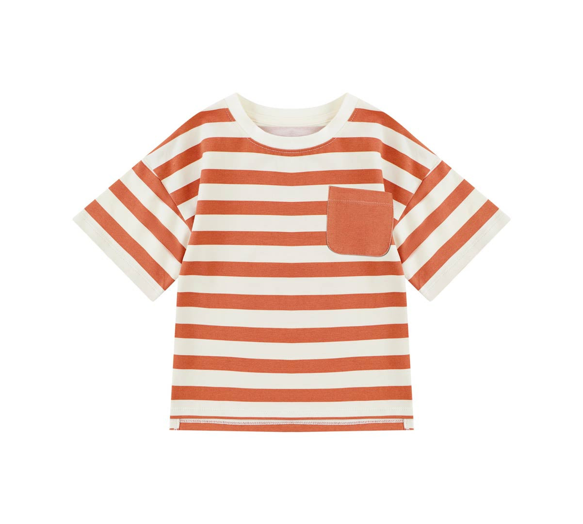 Toddler Organic Cotton T-shirt-Cream/Orange