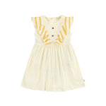 Girls Organic Ruffle Hem Dress-Cream/Sun
