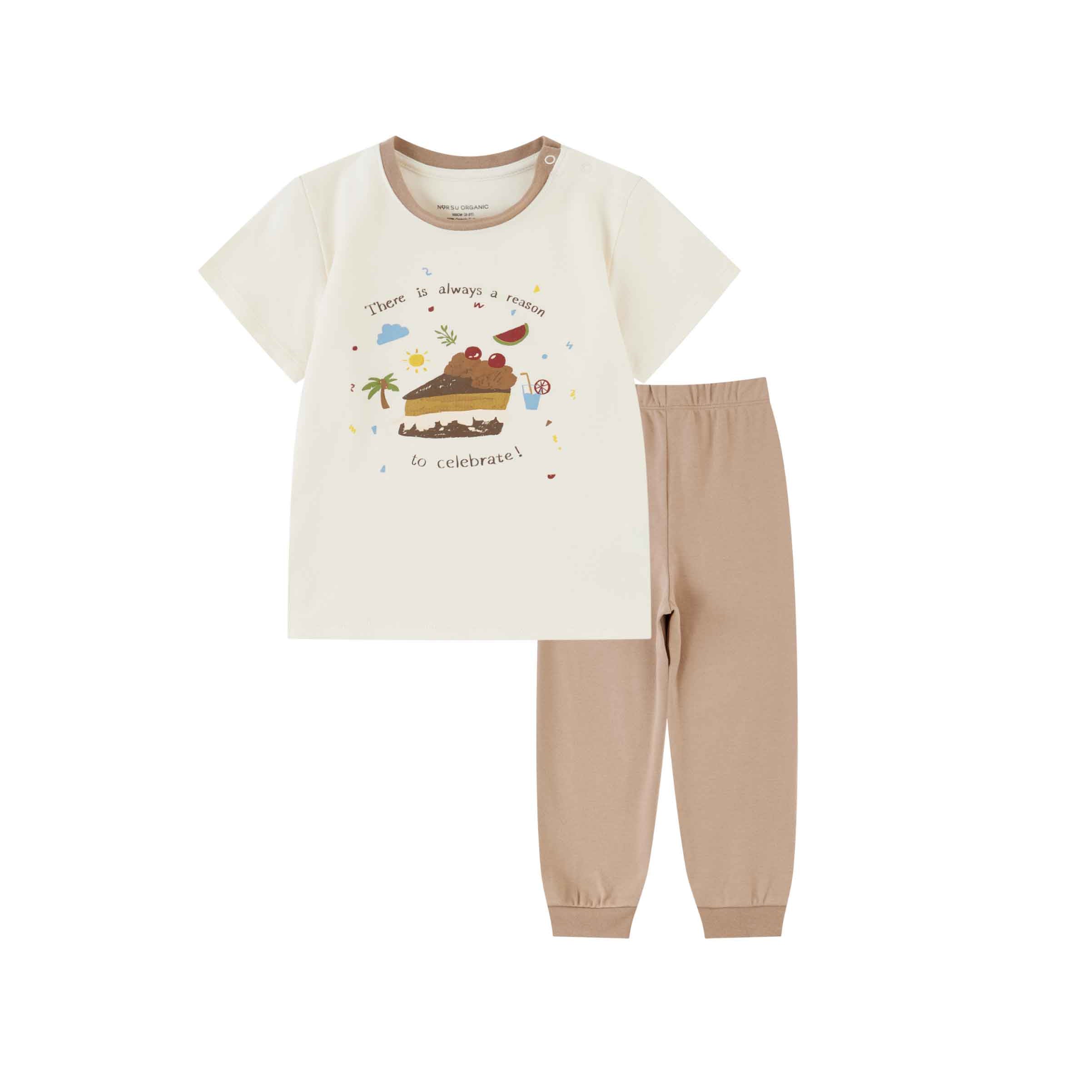 Organic Toddler Pajama Sets-Cream/Affogat