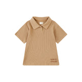 Toddler Organic Waffle Polo T-shirt-Tiger Brown
