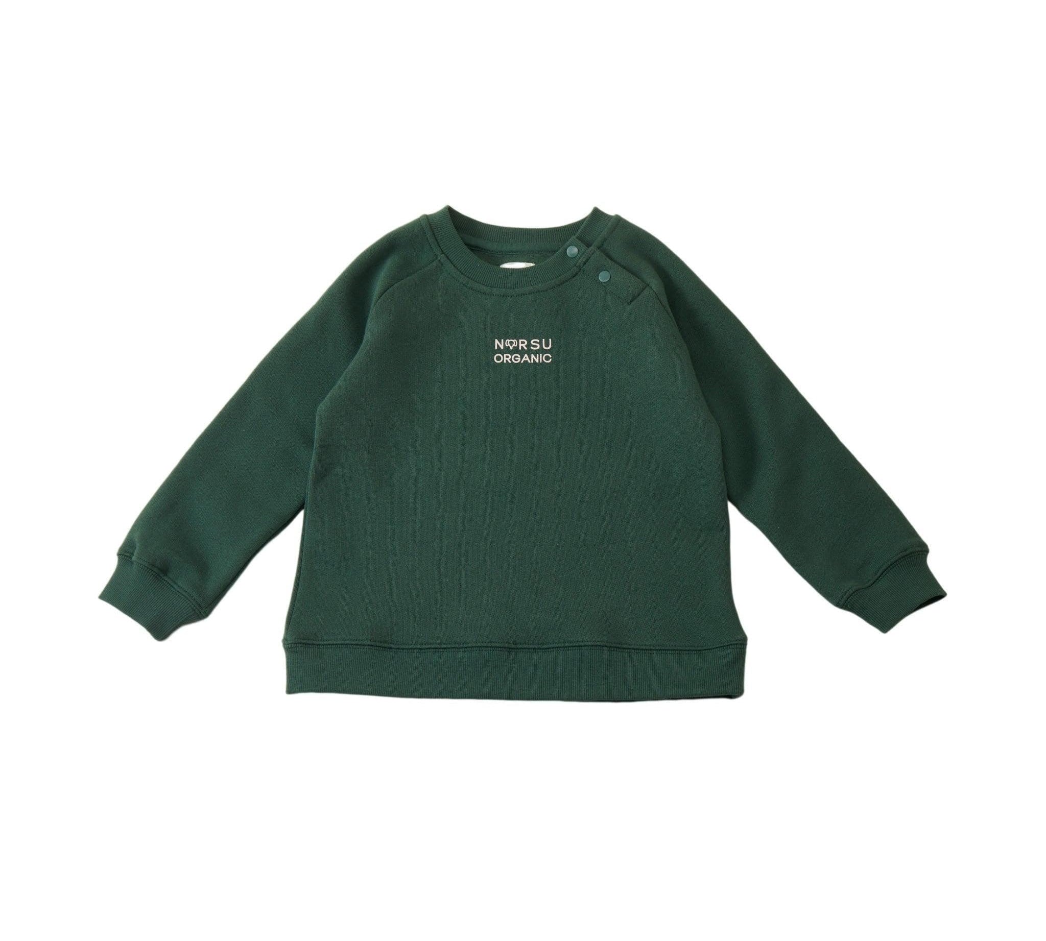 Organic Baby Kids Fleece Logo Shirt-Forest Green