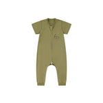 Organic Short-Sleeve Baby Zip-Up Sleeper-Marsh Green