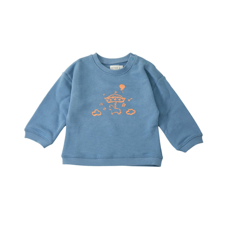 Toddler Organic French Terry Sweatshirt-Blue Carousel