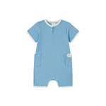 Front of Baby Organic Bamboo Romper-Delphinium Blue