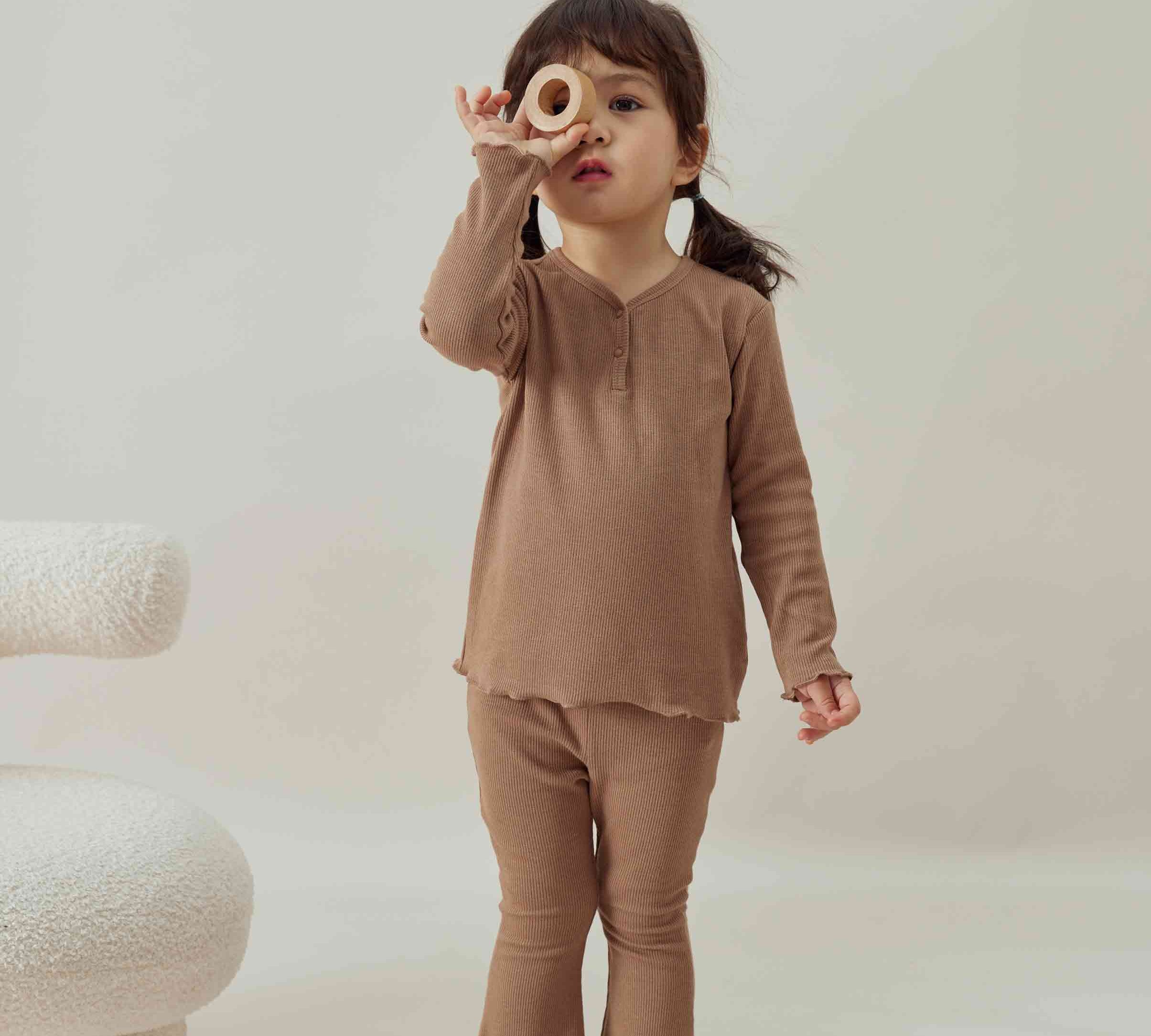 Girls Toddler Organic Bamboo Shirt-Mocha