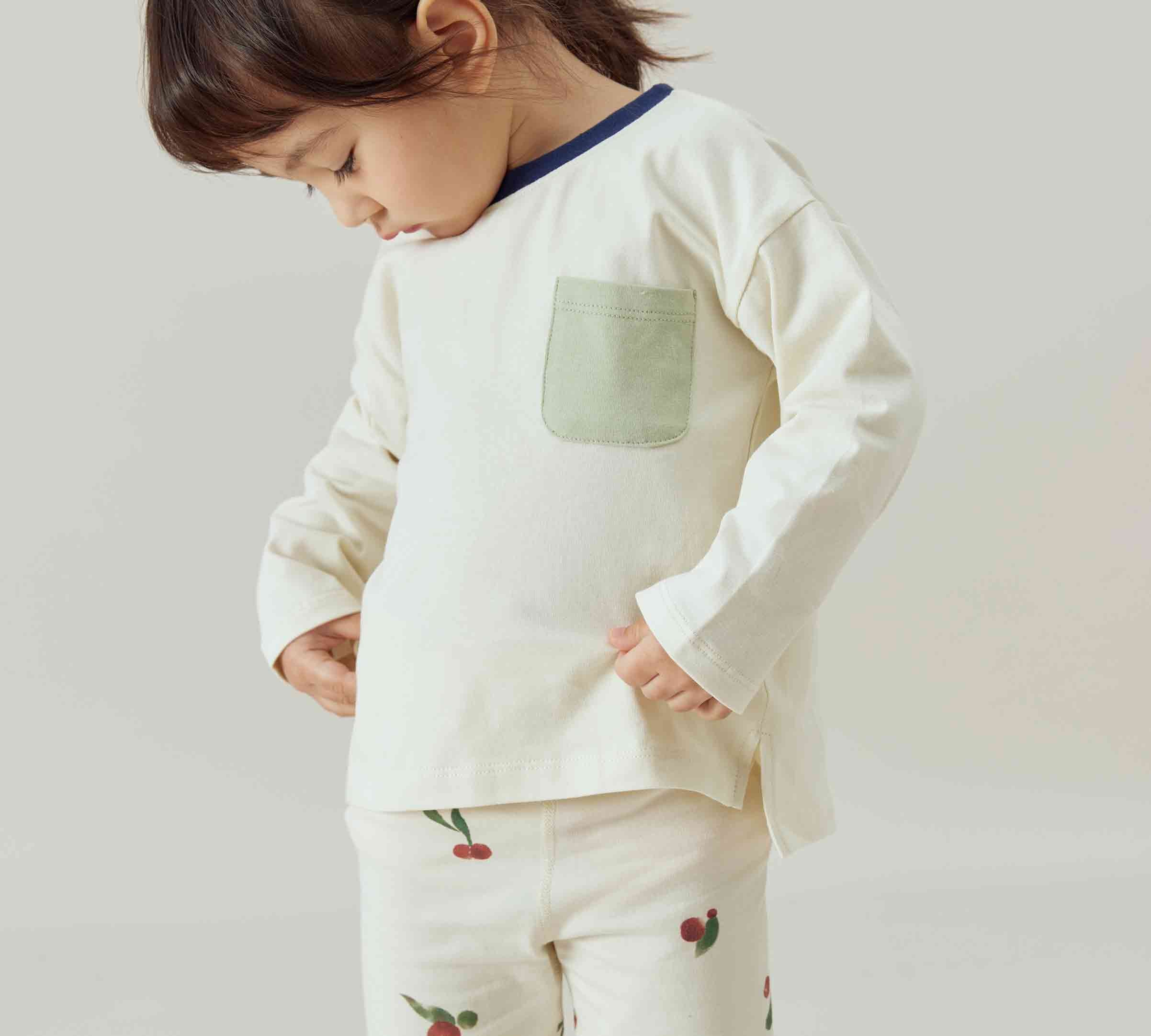 Toddler Long Sleeve Tee Shirt-Cream
