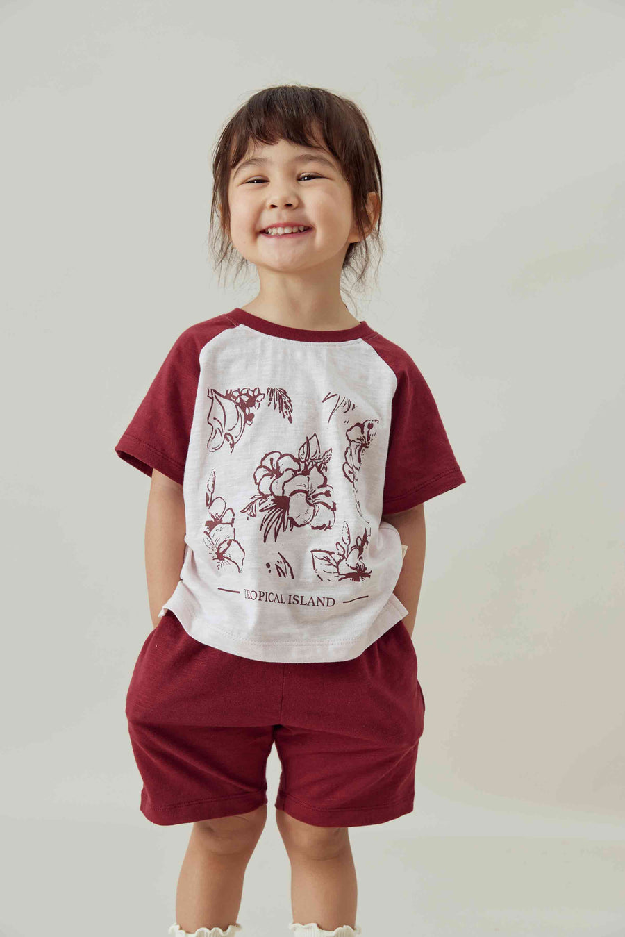 Toddler Organic Graphic T-shirt-Roses/Wine Red