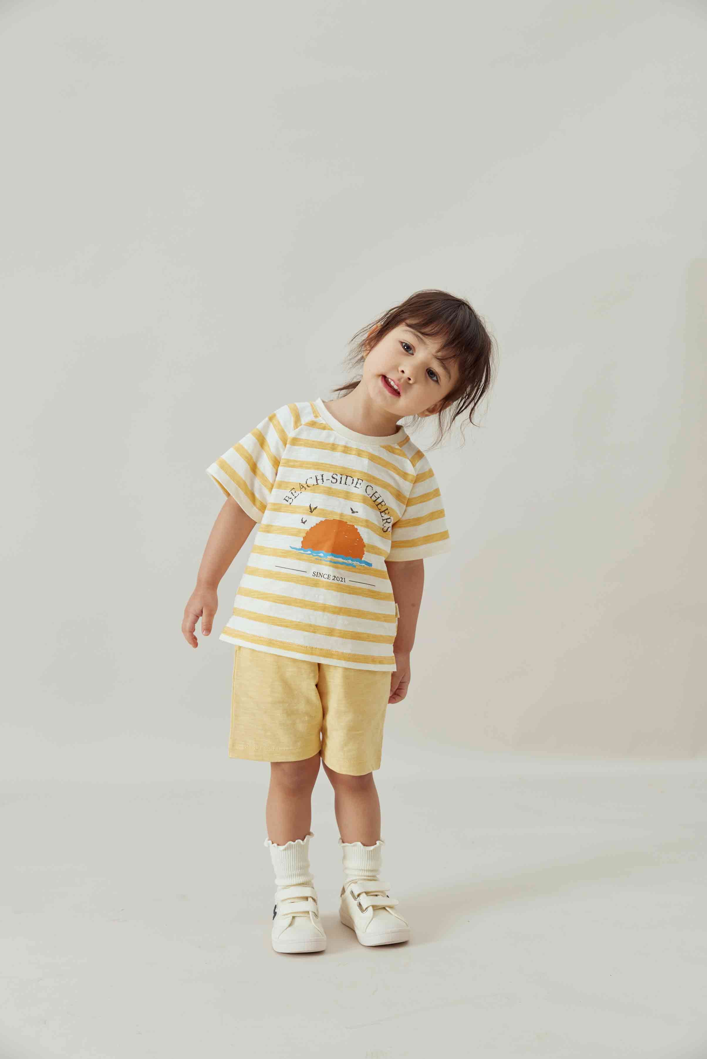 Toddler Organic Graphic T-shirt-Cream/Sun