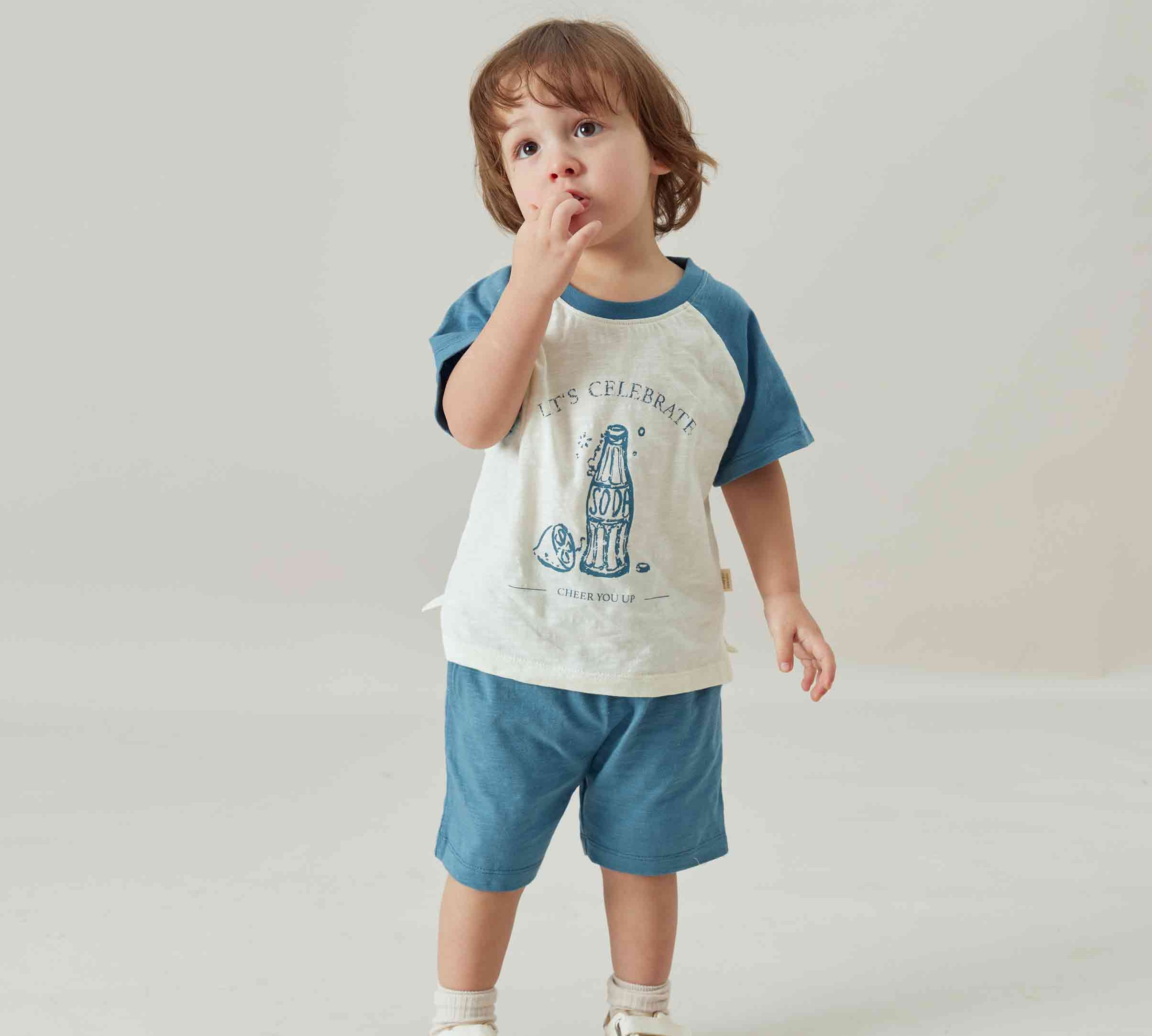 Toddler Organic Summer Short-Aegean Blue