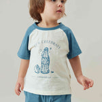 Toddler Organic Graphic T-shirt-Cream/Aegean Blue