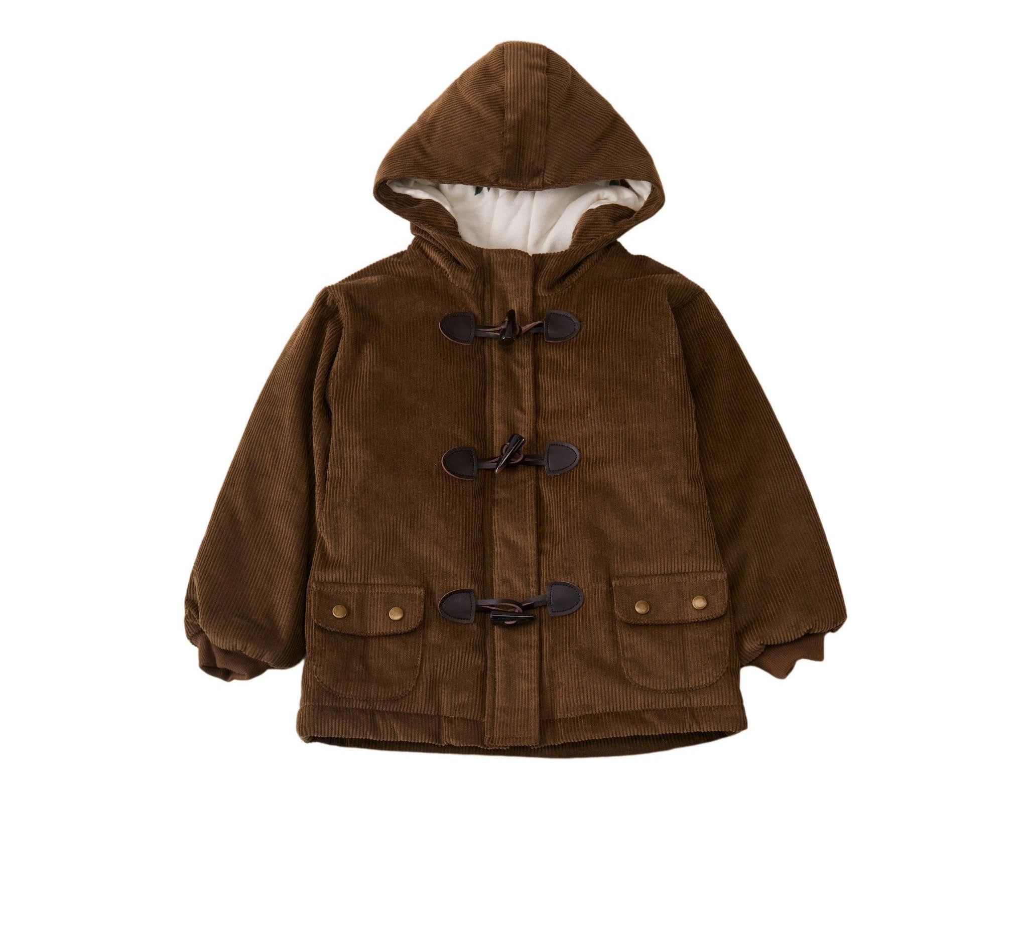 Organic Baby Kids Winter Corduroy Quilted Coat-Brown