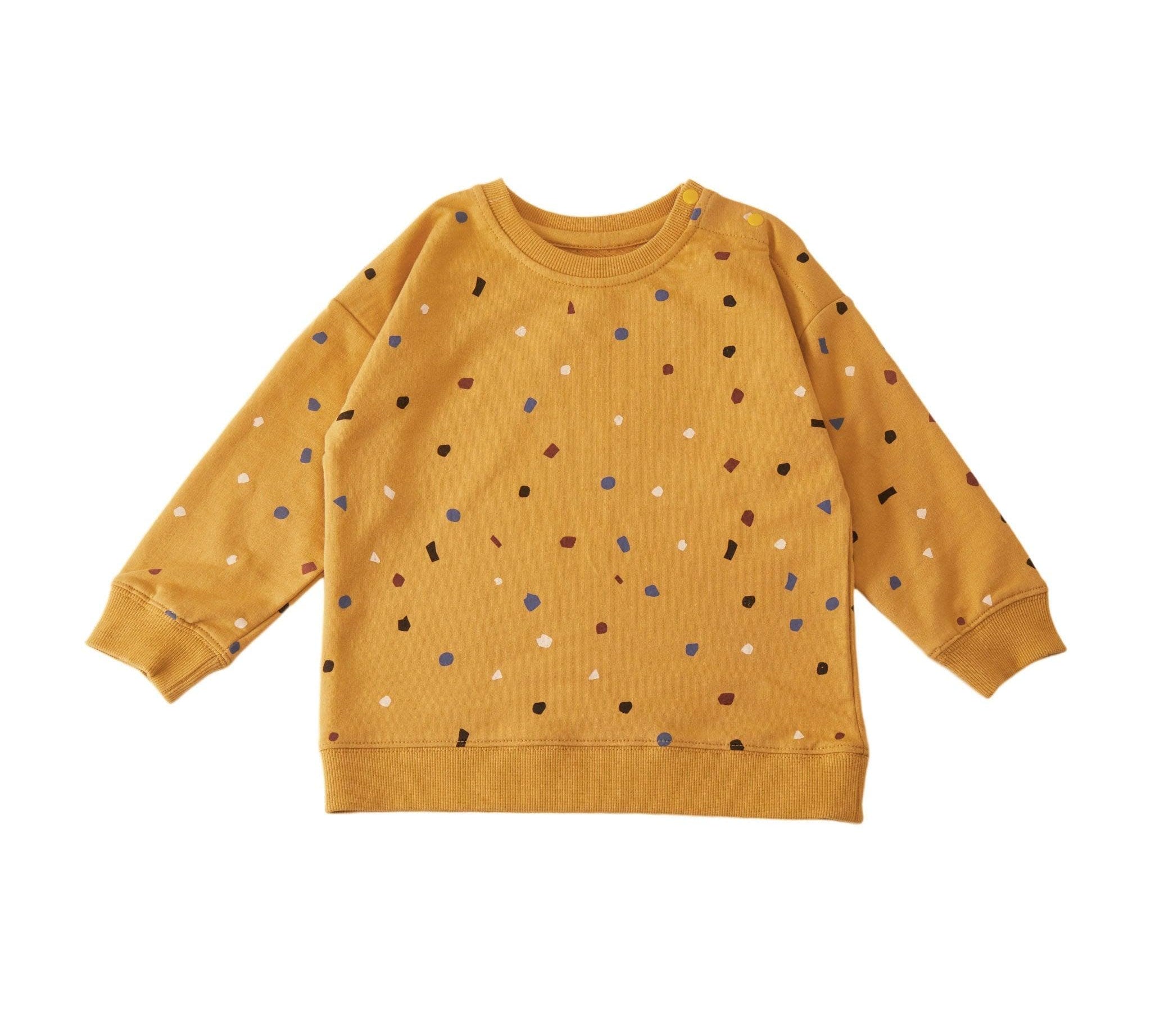 Toddler Organic French Terry Fun Dots Sweatshirt-Honey