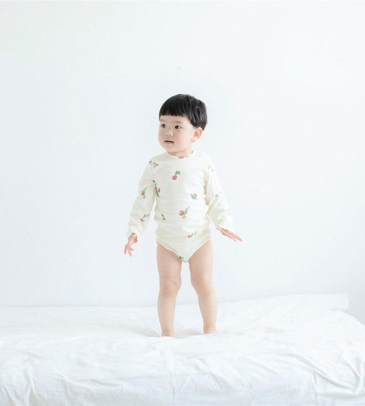 Baby Organic Cotton Long Sleeve Onesie-Berry Garden - NORSU-ORGANIC