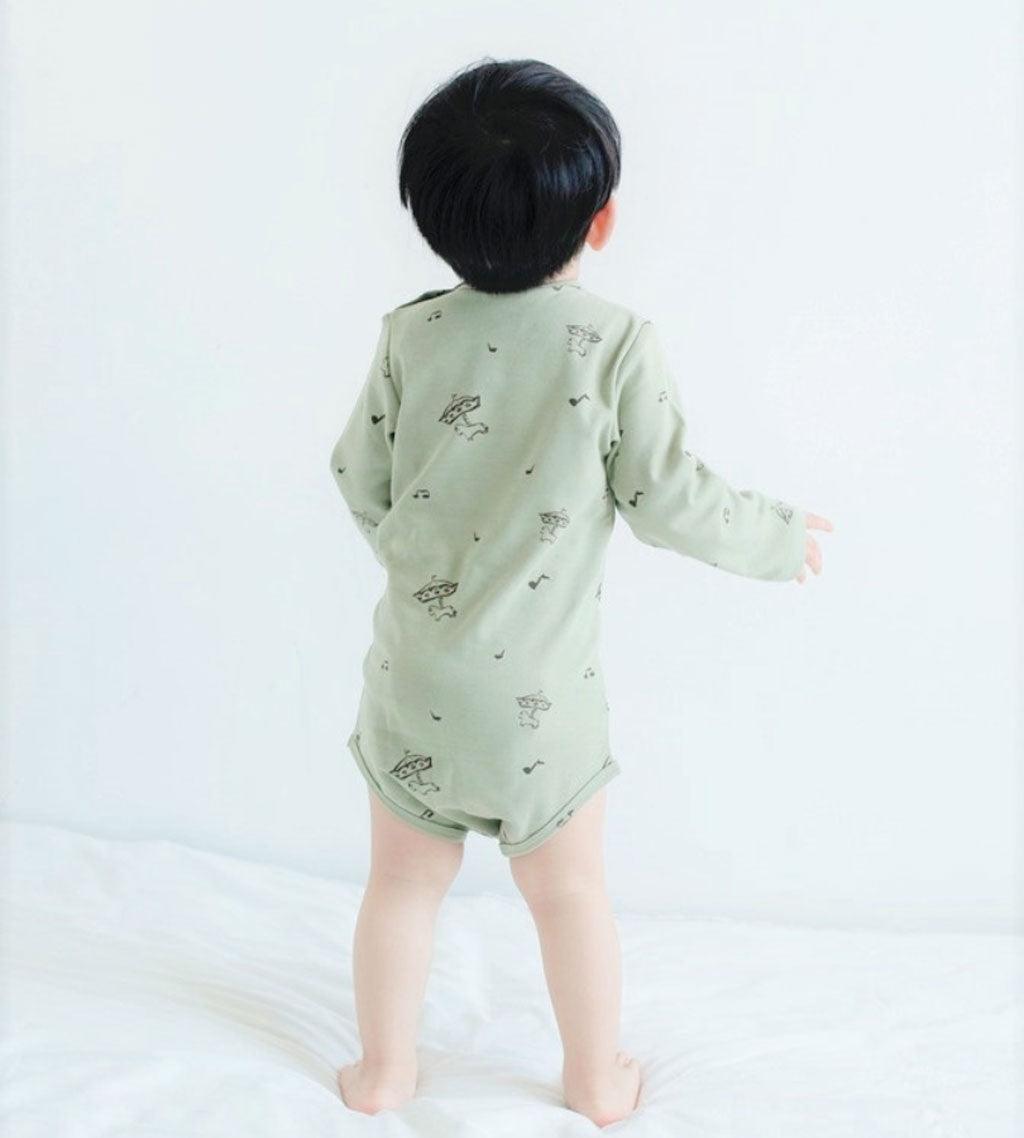 Baby Organic Cotton Long Sleeve Onesie-Green Circus - NORSU-ORGANIC