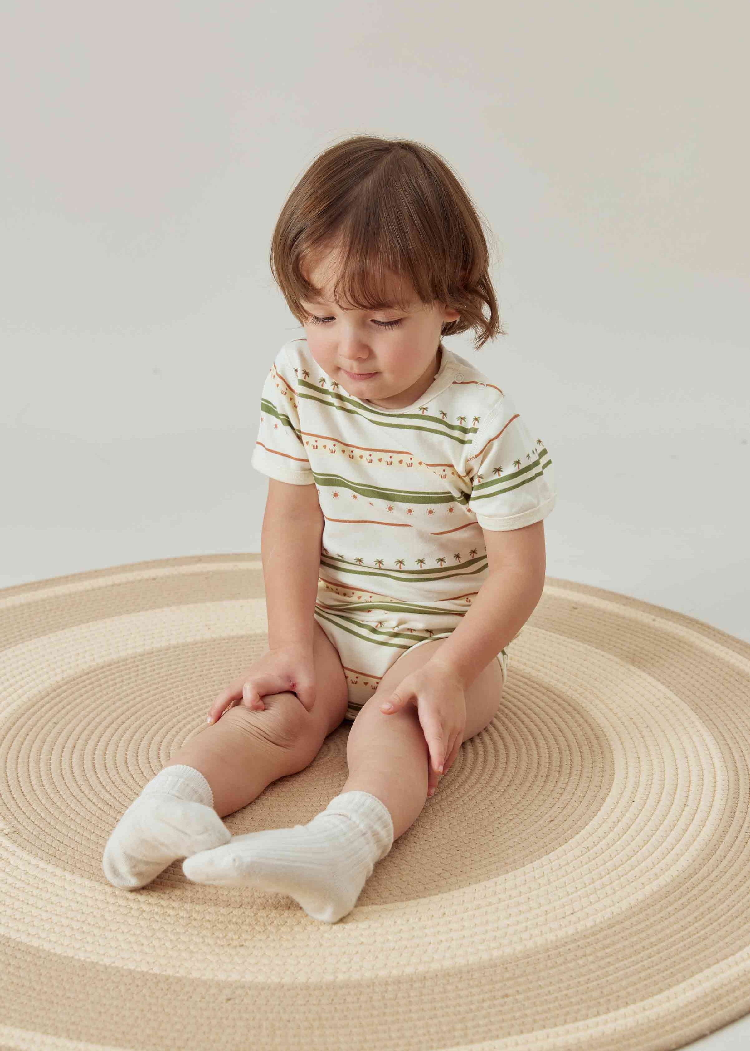 Baby Organic Short-Sleeve Onesie-Cake Stripe