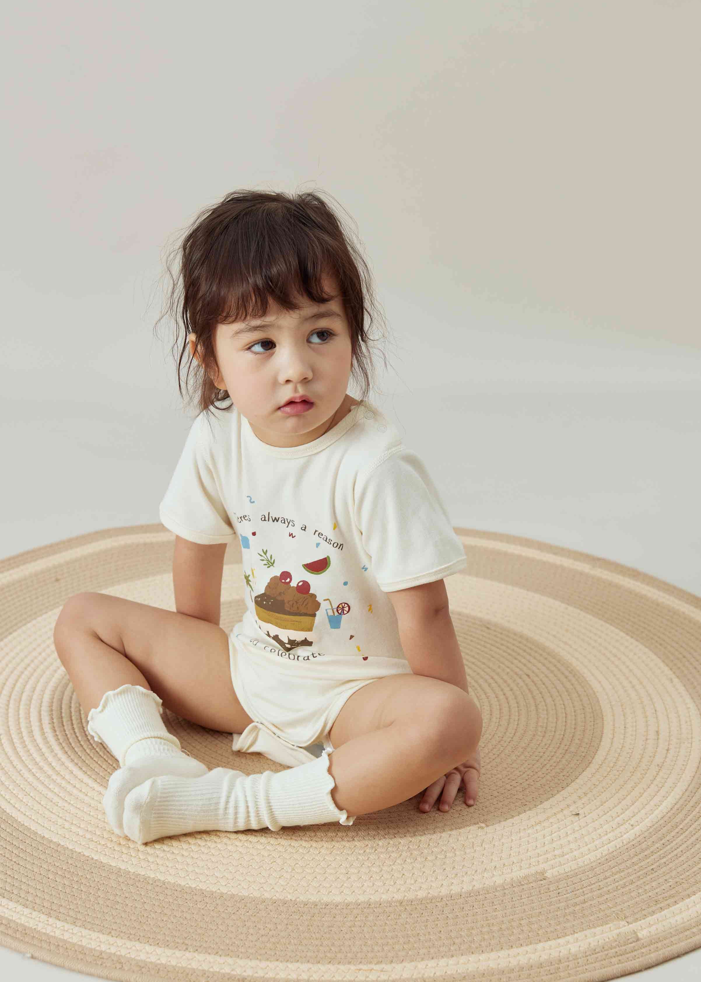 Baby Organic Short-Sleeve Onesie-Celebrating