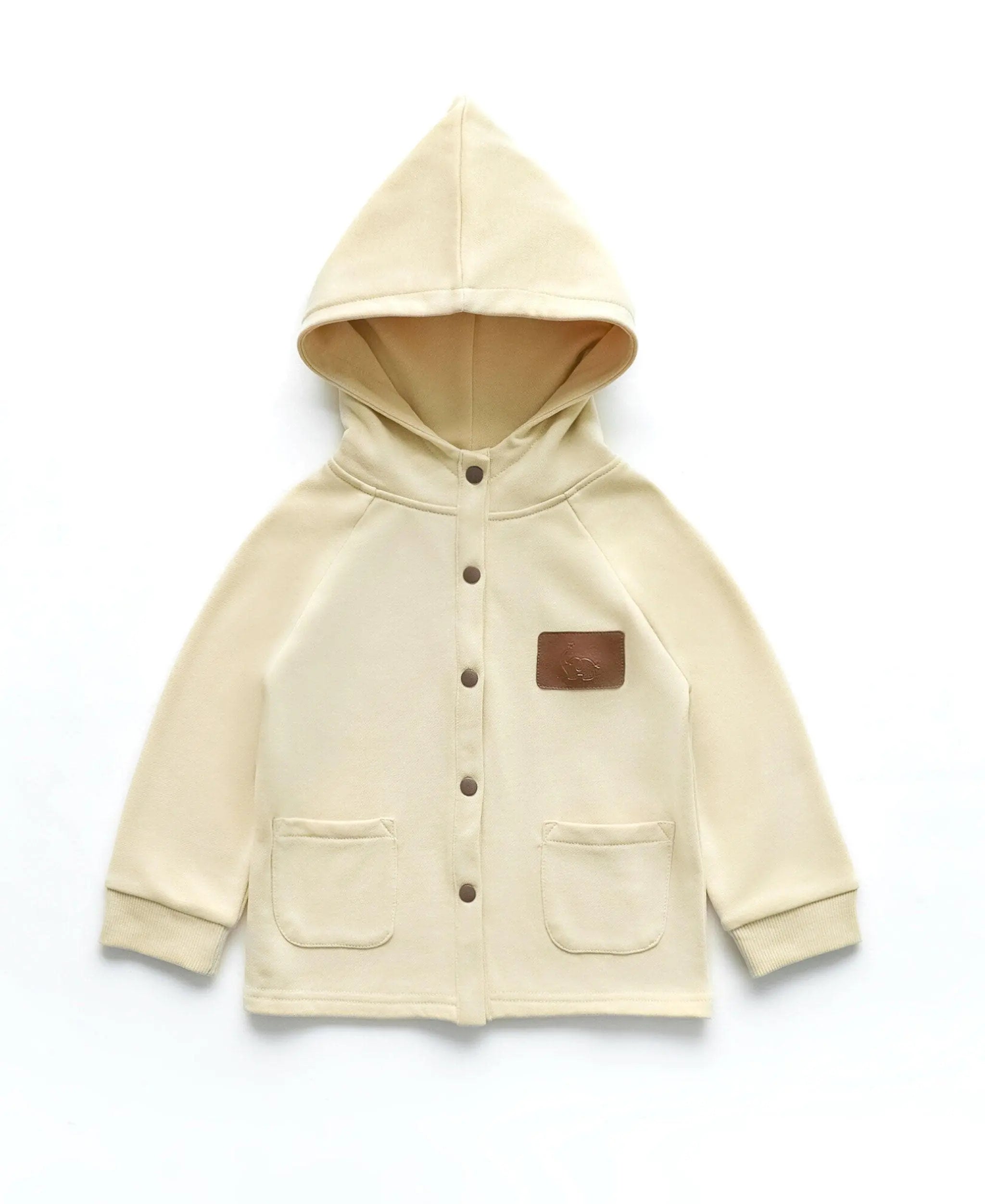 Organic Kids Four Season Elf-hat hooded jacket-Pebble Cream - NORSU-ORGANIC